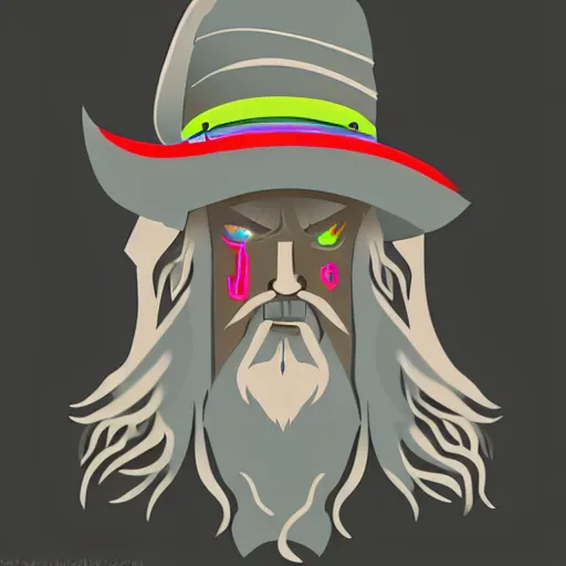 Image similar to Gandalf the Neon, vector art, artstation