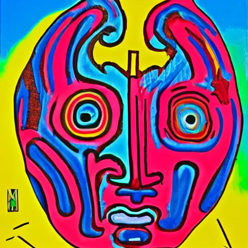 Prompt: new collab by peter max, jean dubuffet, hieronymous bosch, psychadelic