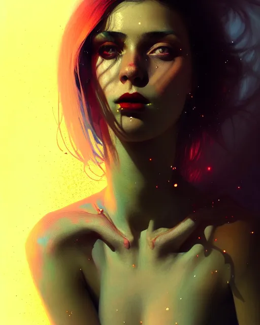 Image similar to young glitched woman, full body portrait, beautiful girl, explosive, highkey, realistic, serov, surikov, vasnetsov, repin, kramskoi, uplight, insanely detailed, charlie bowater, tom bagshaw, octane rendered,, 8 k, unreal engine, illustration, trending on artstation, masterpiece