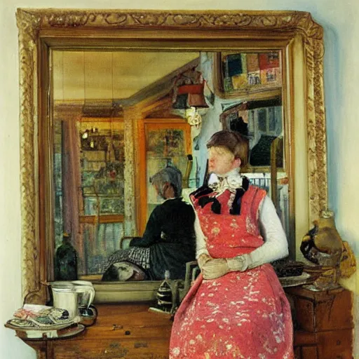 Prompt: modern stylized oil painting by carl larsson