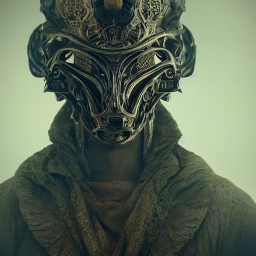 Image similar to Very very very very highly detailed epic photo of demonic face with venetian mask, intricate, dystopian, sci-fi, extremely detailed, digital painting, artstation, concept art, smooth, sharp focus, illustration, intimidating lighting, incredible art by Anna Dittmann, Anton Pieck, Octane render in Maya and Houdini VFX