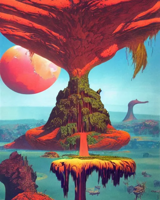 Prompt: videogame cover art by roger dean