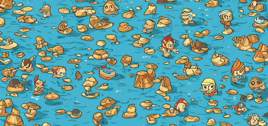 Image similar to pattern of water in the style of wind waker, no characters, just water, animal crossing, ghibli