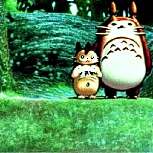 Prompt: a still of keanu reeves in my neighbor totoro ( 1 9 8 8 )