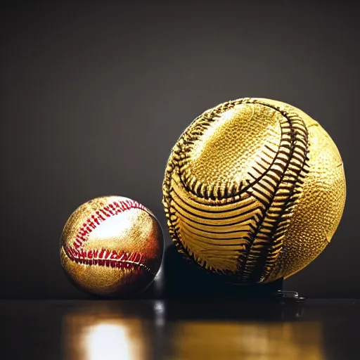 Image similar to photo of a gold metal baseball, studio lighting