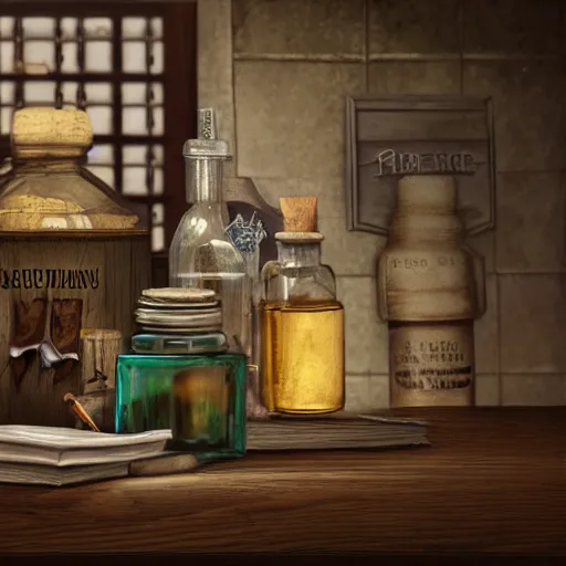 Prompt: A wizard's apothecary, photorealistic, 8k, high detail