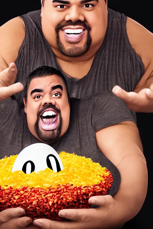 Image similar to 📷 gabriel fluffy iglesias the egg 🥚, made of food, head portrait, dynamic lighting, 4 k