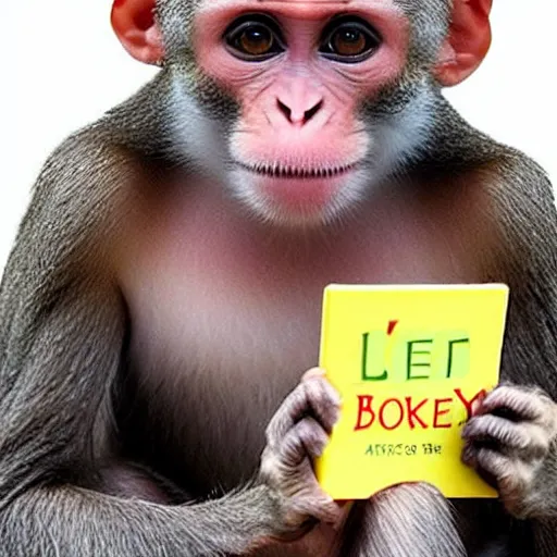 Image similar to monkeys learning to read book, 4 k, realistic, realistic, detailed