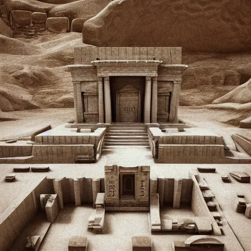 Image similar to “Pharonic temples and tombs wrapped in 4D space”