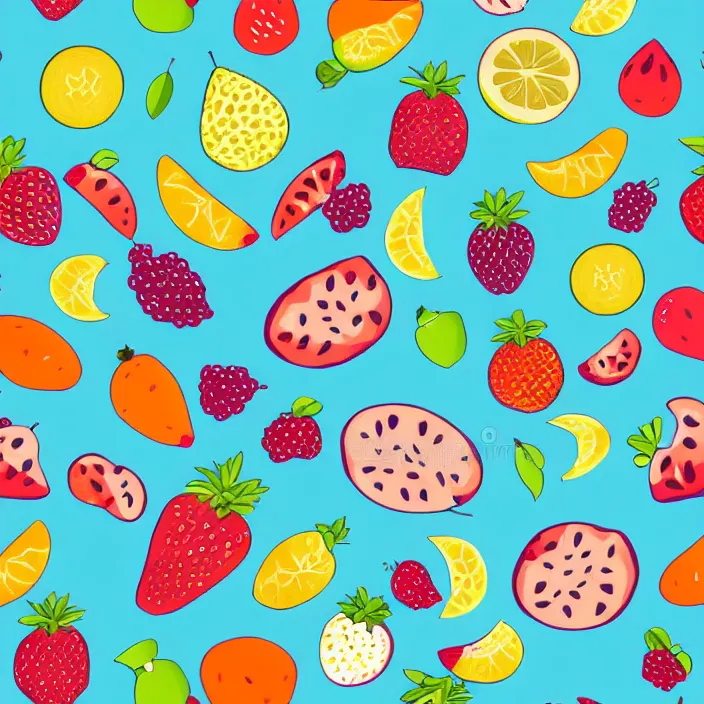 Image similar to vector pattern with fruits, vector illustration, simple colors, minimalism, artstation, DeviantArt