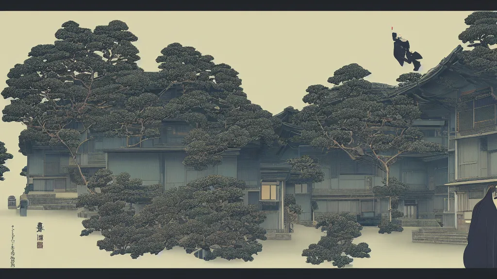 Image similar to I need to hire a bodyguard to protect me. It costs half of my salary , screen print by Kawase Hasui and dan hillier, rendered in octane render 32k