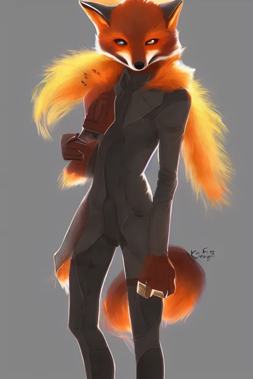 Image similar to a fox fursona, trending on artstation, by kawacy, furry art, digital art, cyberpunk, high quality, backlighting