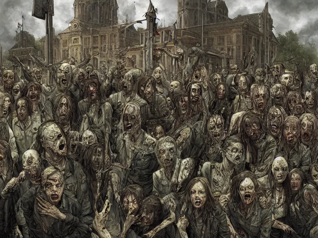 Prompt: walking dead in germany by john howe