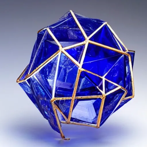 Prompt: the most beautiful sapphire crystal dodecahedron in the world