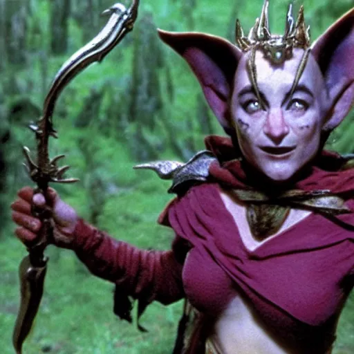 Image similar to female kobold jester, movie still lotr