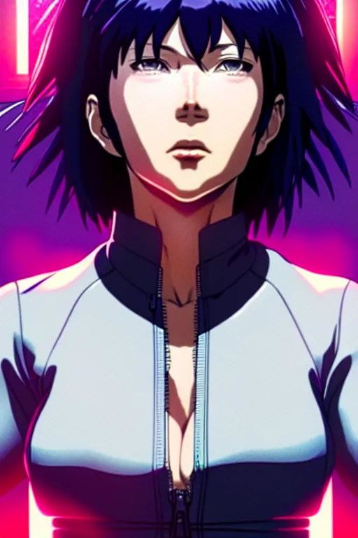 Image similar to a fullbody portrait of motoko kusanagi the major ghost in the shell : : stand alone complex, under repairs, maintenance : : by ilya kuvshinov, rossdraws, artgerm, sola digital arts, anti aliasing, raytracing : :