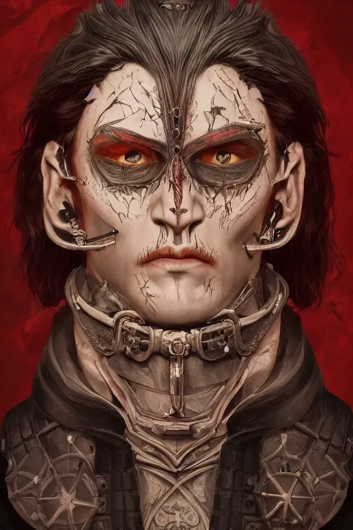 Image similar to portrait of beautiful young gothic oldman, warhammer, a lot of scars, the middle ages, highly detailed, artstation, illustration, art by tristan eaton, 8 k quality