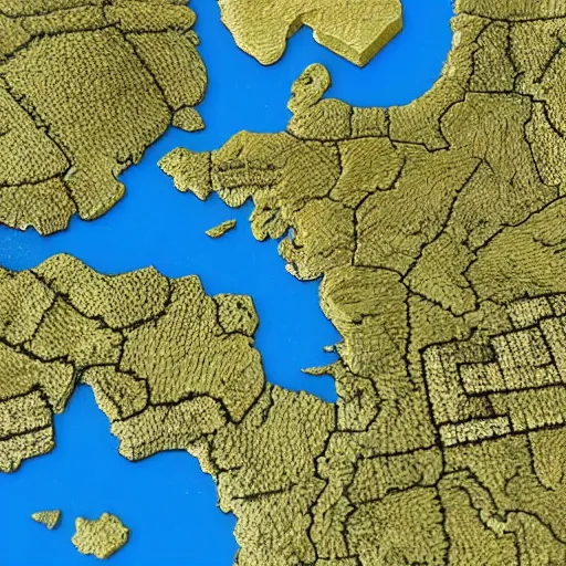 Prompt: miniature, h0, 1:87, highly detailed, satellite image, game map, casual game, anno 1602, landscape