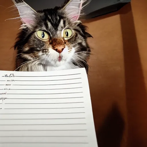 Image similar to my maine coon cat typing up a list of grievances to email to the management about the lack of treats. 3D, Pixar movie