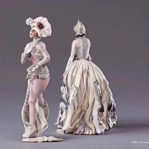 Prompt: lady gaga as a highly detailed porcelain figure on stand _ h 7 6 8