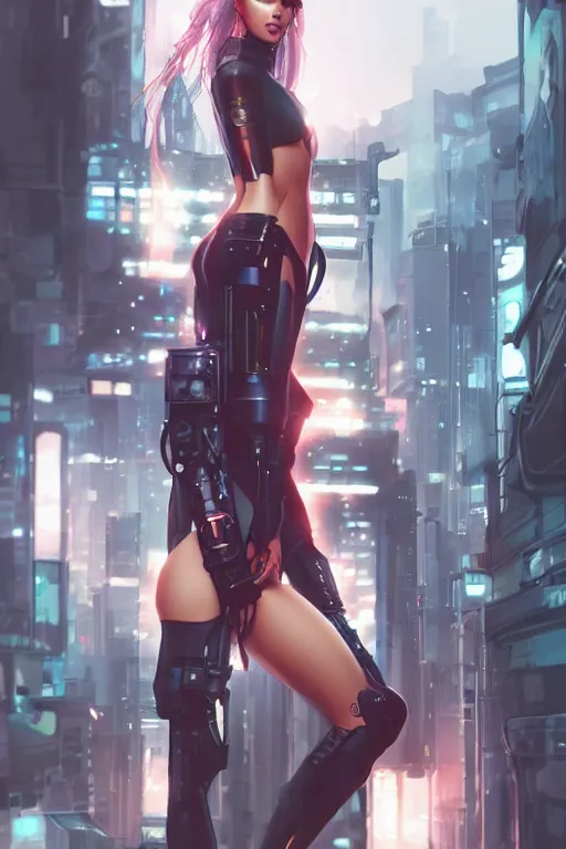 Image similar to Cyberpunk character art, by WLOP and artgerm, illustration, transhuman, tone mapped