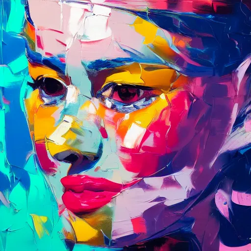 Prompt: A vibrant oil painting close up of a female by Françoise NIELLY, trending on Artstation:3