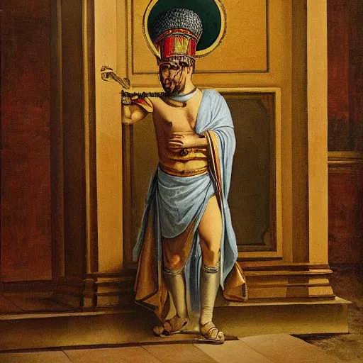 Prompt: renassaince painting of a roman emperor, cinematic, painting