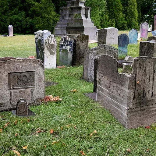 Image similar to sunken and broken headstones from the 1 8 0 0 s in a modern day park