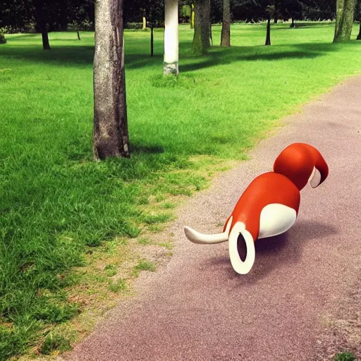 Prompt: daschunds running in a park in berlin, goro fujita