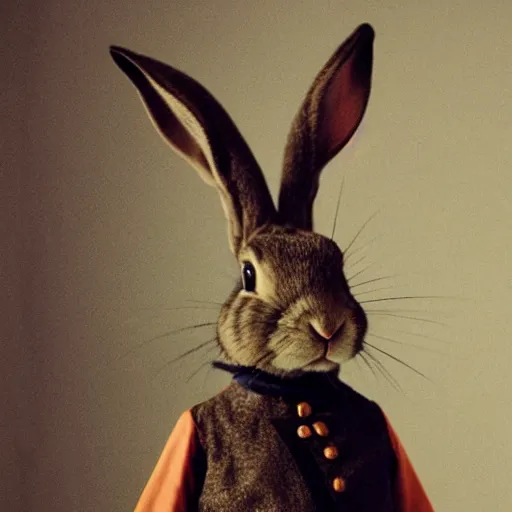 Prompt: a rabbit dressed as anna karenina