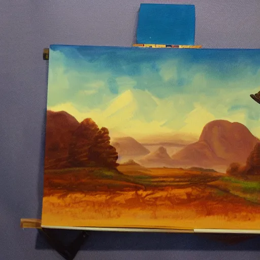 Prompt: painting of a landscape inspired by music of hans zimmer