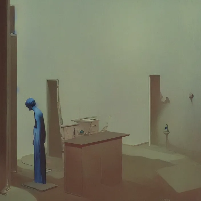 Image similar to clean your room, science fiction, Edward Hopper and James Gilleard, Zdzislaw Beksinski, highly detailed