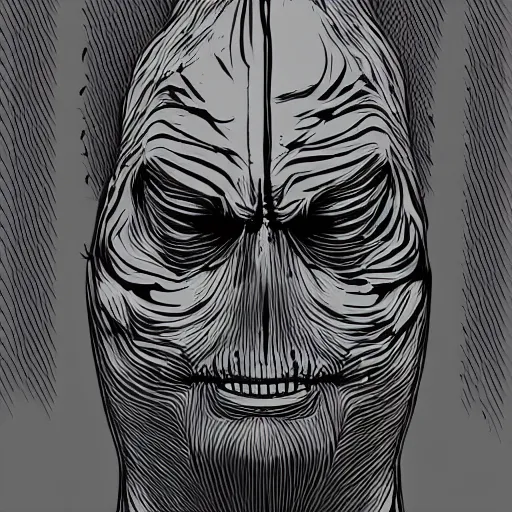Image similar to scary man without face, nightmare, highly detailed, 8k, vector art