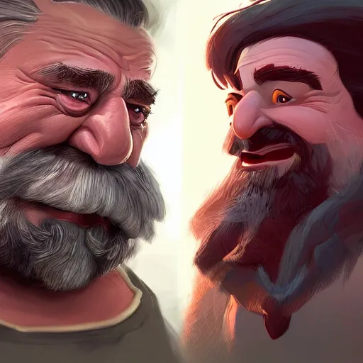 Image similar to upper body illustration of robert de niro as a dwarf warrior, long beard, mattepainting concept blizzard pixar maya engine on stylized background splash comics global illumination lighting artstation, sharp focus, lois van baarle, ilya kuvshinov, rossdraws