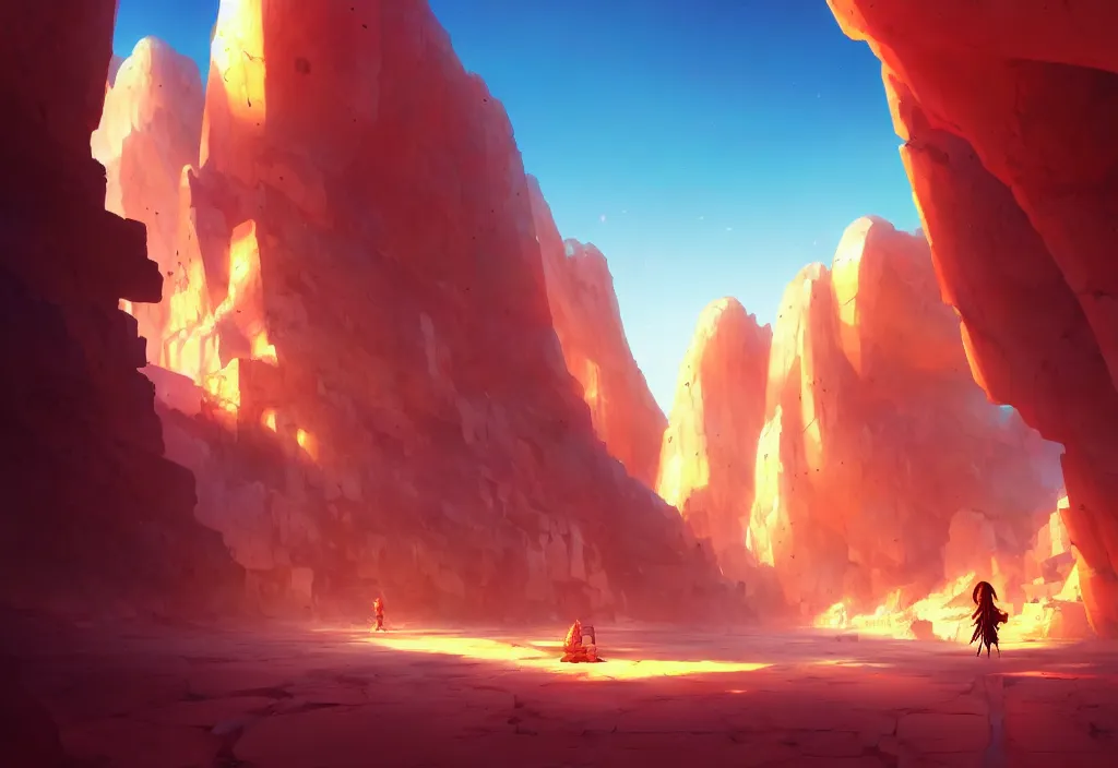 Image similar to futuristic caves in a desert, rocks, anime, official fanart behance hd artstation by jesper ejsing and makoto shinkai, 4 k