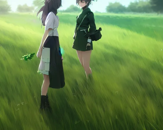 Prompt: a green field, official media, illustrated by wlop, extremely detailed, 8 k, trending on pixiv, cinematic lighting, beautiful