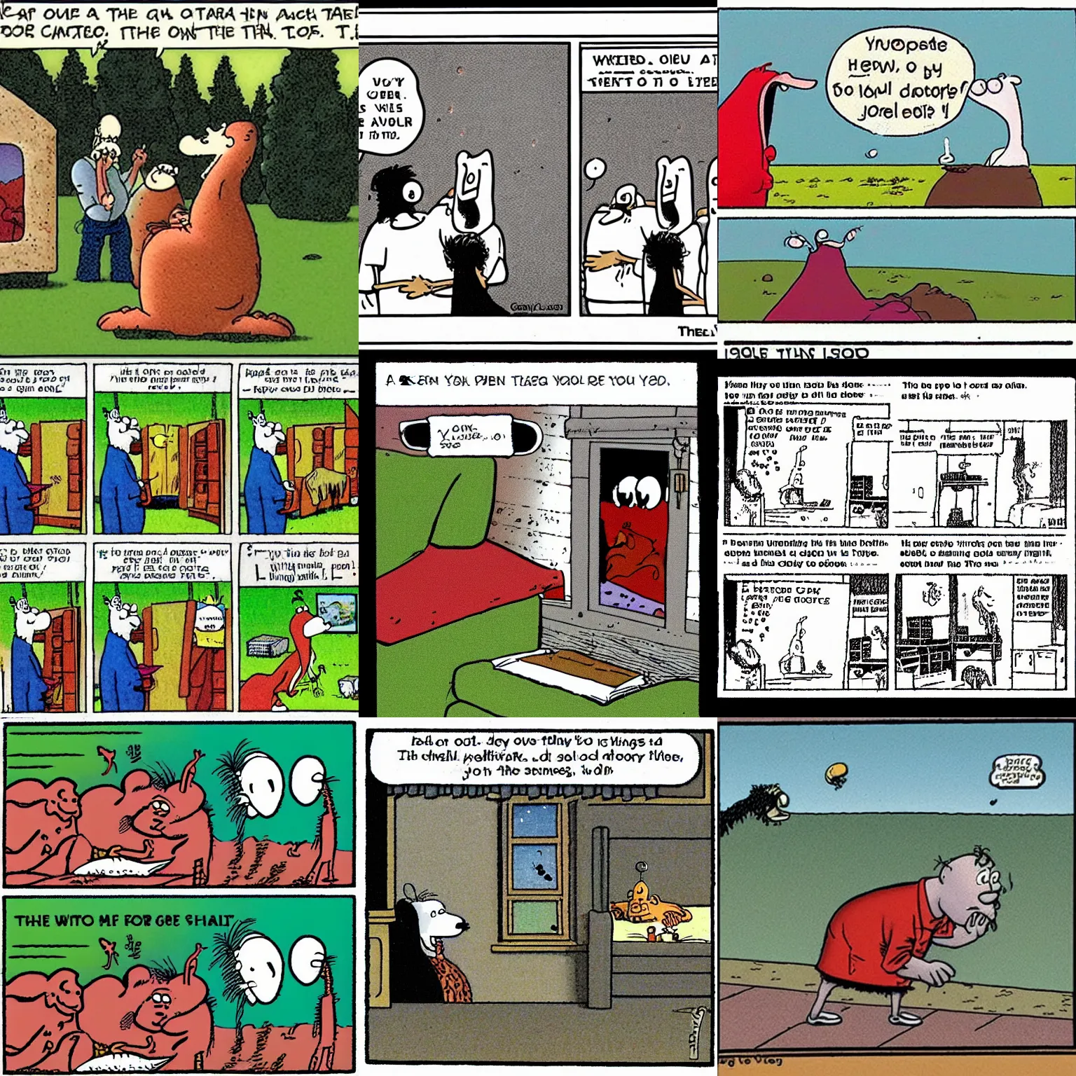 Prompt: a single panel comic strip by gary larson