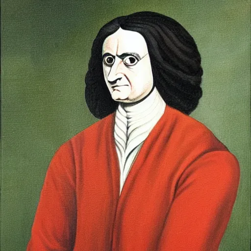 Image similar to painting of Isaac Newton as a masked mexican wrestler