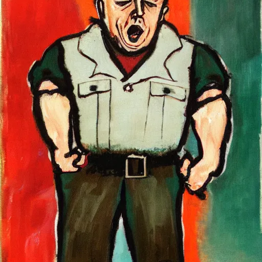 Prompt: retarded nazi dwarf, expressionism