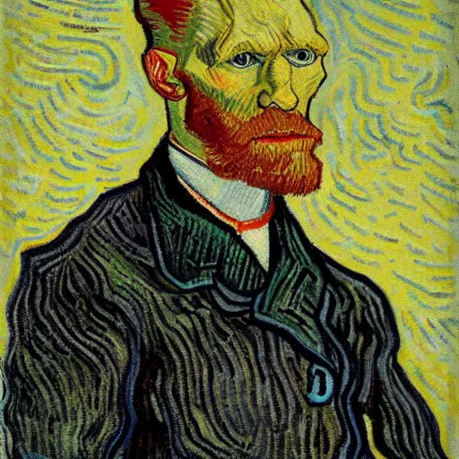 Image similar to handsome squidward portrait, van gogh, strong chad