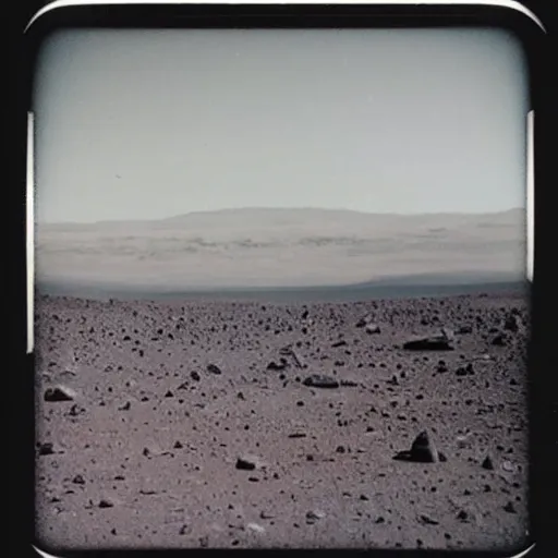 Image similar to intergalactic travel photograph taken from mars in 1 9 6 0 s, polaroid