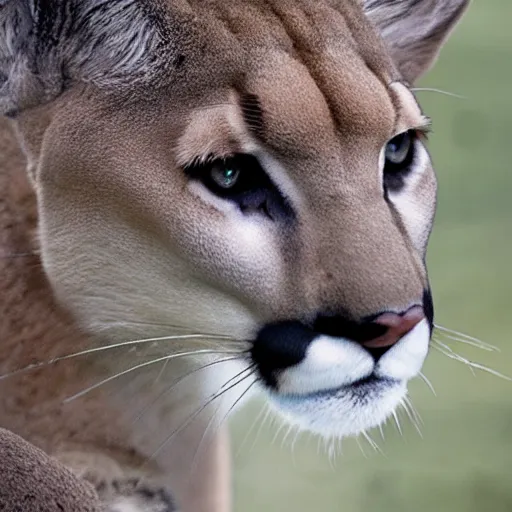 Prompt: zoomed in picture of mountain lion