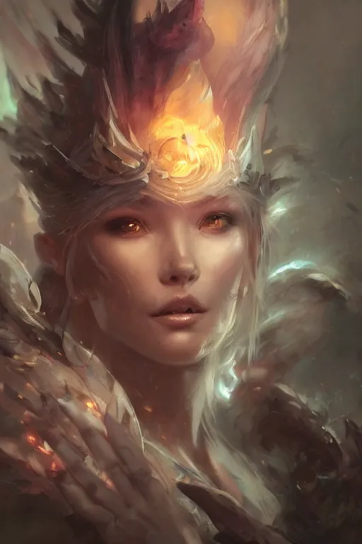 Image similar to face closeup beautiful girl necromancer casting magic spell, angel, 3 d render, hyper realistic detailed portrait, magic storm, thunder, ruan jia, wlop. scifi, fantasy, magic the gathering, hyper detailed, octane render, concept art, peter mohrbacher