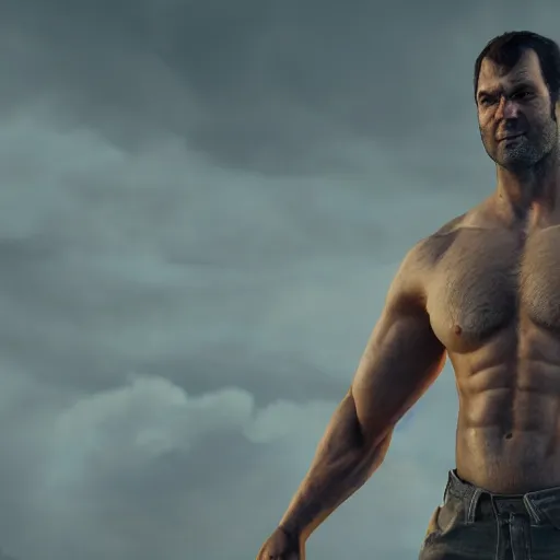 Prompt: John Scott Cothill with buff body, realistic artstyle, wide shot, dramatic lighting, octane render, hyperrealistic, high quality, highly detailed, HD, beautiful, cinematic, 8k, unreal engine, facial accuracy, symmetrical