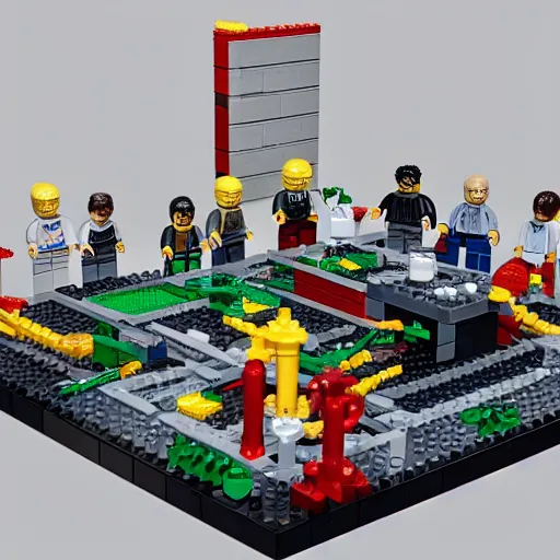 Prompt: the jeffery epstein, lego play - set, concept art