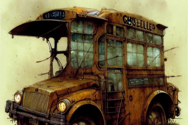 Image similar to ( ( ( ( ( school bus. muted colors. ) ) ) ) ) by jean - baptiste monge!!!!!!!!!!!!!!!!!!!!!!!!!!! high resolution