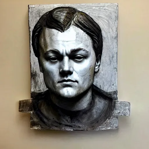 Image similar to portrait en buste of Leonardo di caprio, painting art
