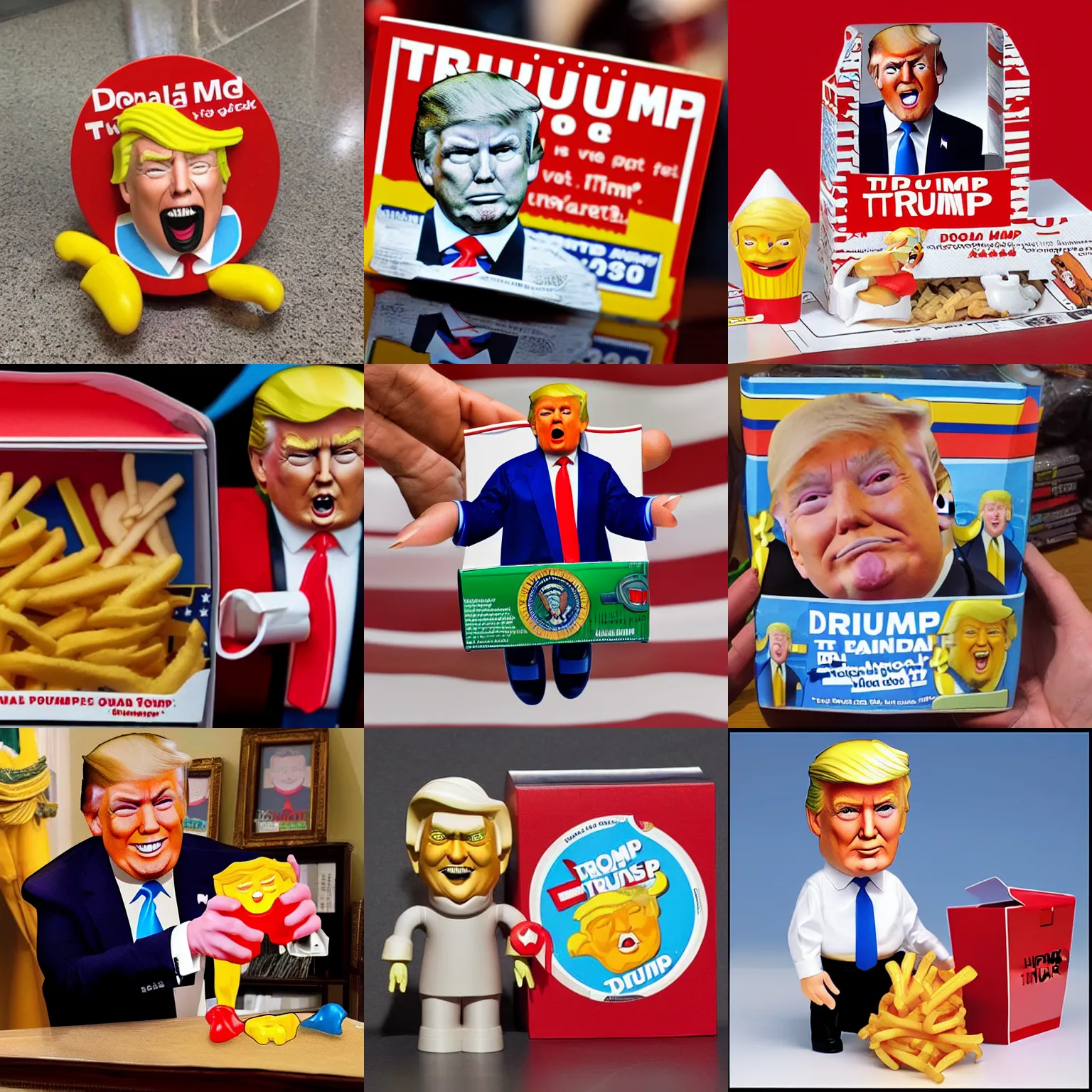 Prompt: donald trump happy meal toy
