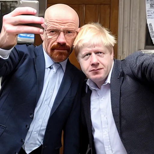 Image similar to Walter White and Boris Johnson selfie