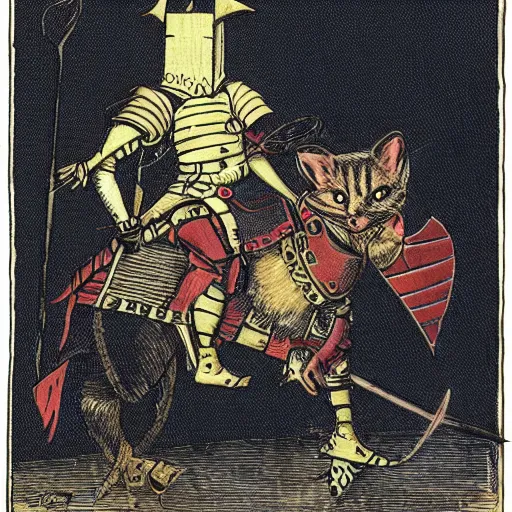 Prompt: a rat knight riding a cat